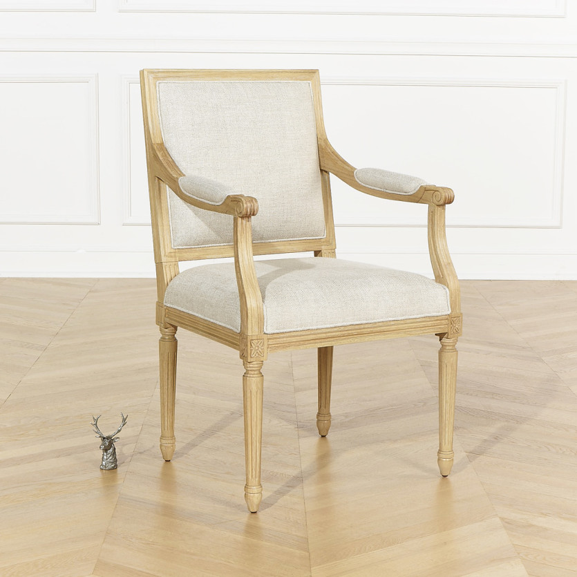 ASTRID Table Chair - Classic style in solid wood and premium linen, 1 seat