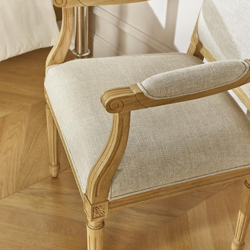 ASTRID Table Chair - Classic style in solid wood and premium linen, 1 seat
