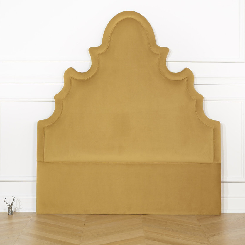 Cabecero FOLIE – Estilo romántico en terciopelo y pino macizo, 140 x 200, madera con certificación FSC®