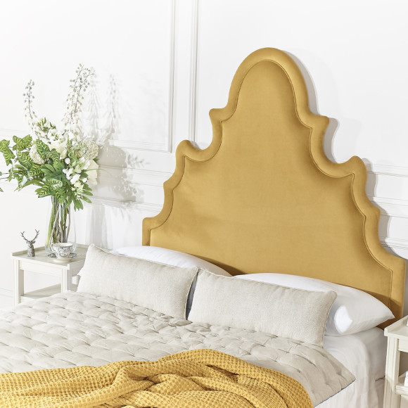 FOLIE Headboard – Romantic style in velvet and solid pine, 140 x 200, FSC® certified wood