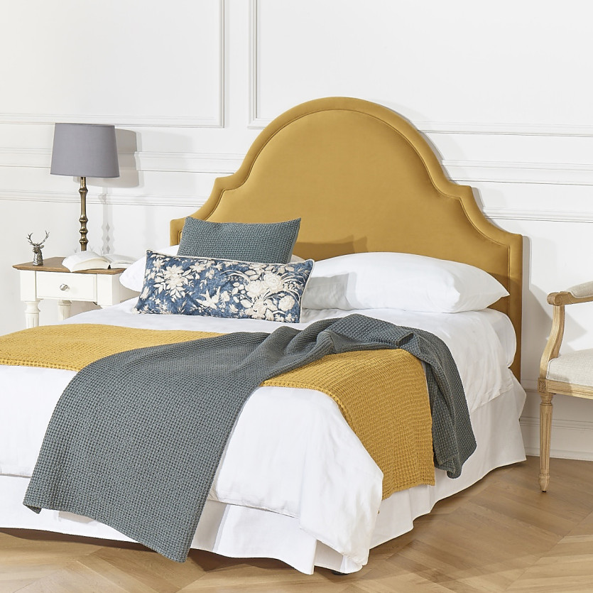 Tête de lit BASTIDE - Style classique en velours et pin massif, 140 x 200, bois certifié FSC®