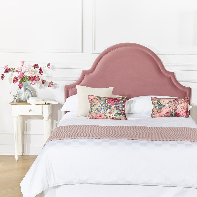 BASTIDE Headboard - Classic style in velvet and solid pine, 140 x 200, FSC® certified wood