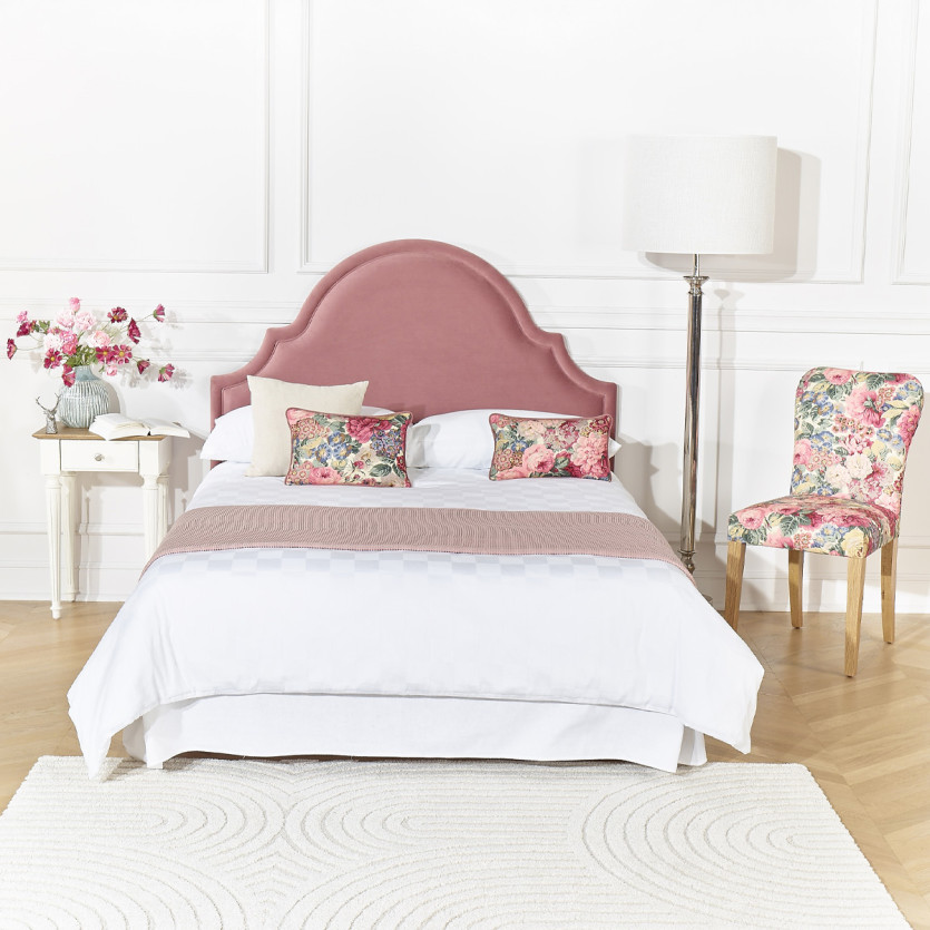 BASTIDE Headboard - Classic style in velvet and solid pine, 140 x 200, FSC® certified wood