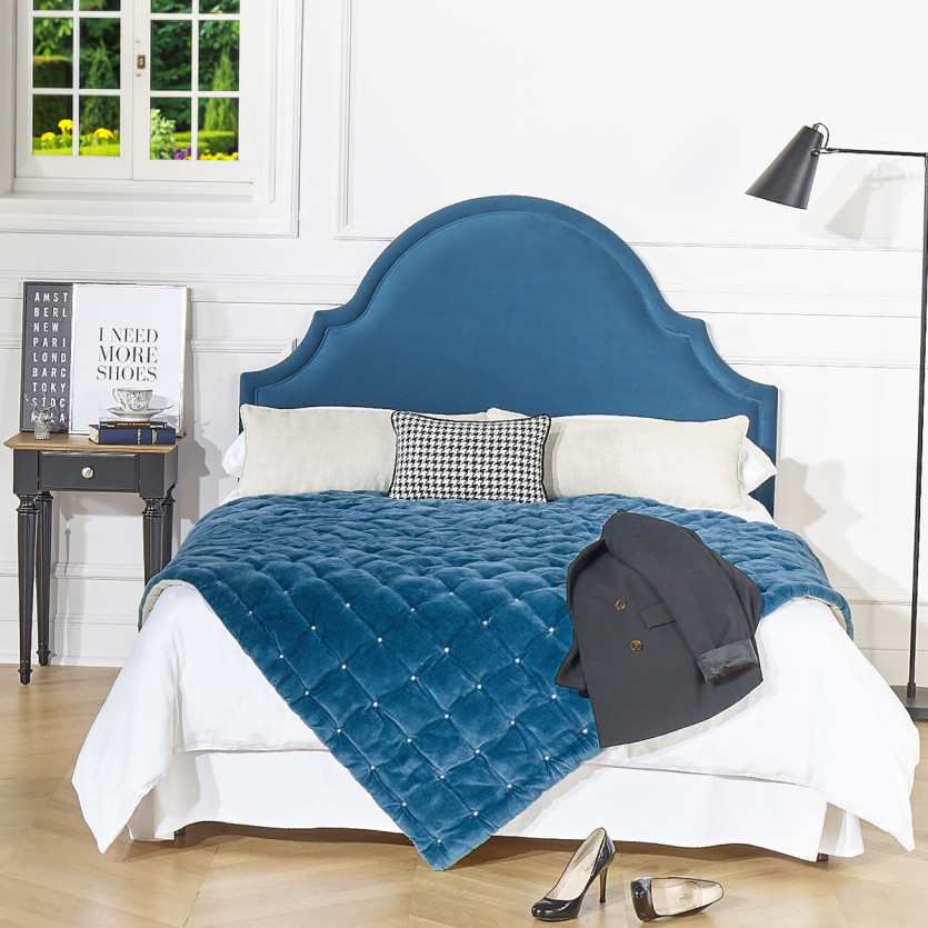 Tête de lit BASTIDE - Style classique en velours et pin massif, 140 x 200, bois certifié FSC®