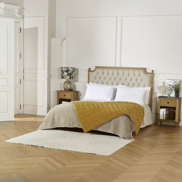 VENICE - Tête de lit, chêne, lin coton, 160 cm, bois certifié FSC®