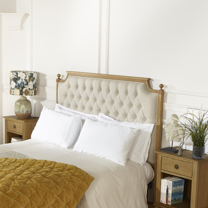 VENICE - Headboard, oak, cotton linen, 160 cm, FSC® certified wood