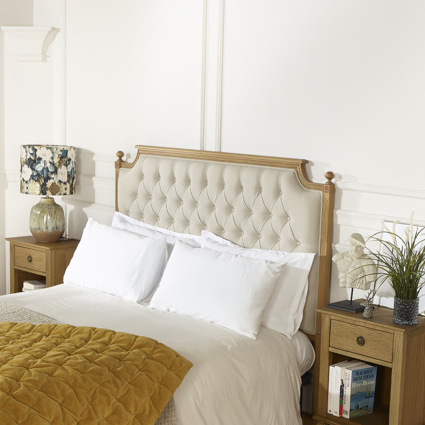 VENICE - Headboard, oak, cotton linen, 160 cm, FSC® certified wood
