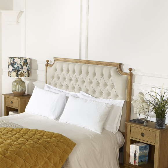 VENICE - Tête de lit, chêne, lin coton, 160 cm, bois certifié FSC®