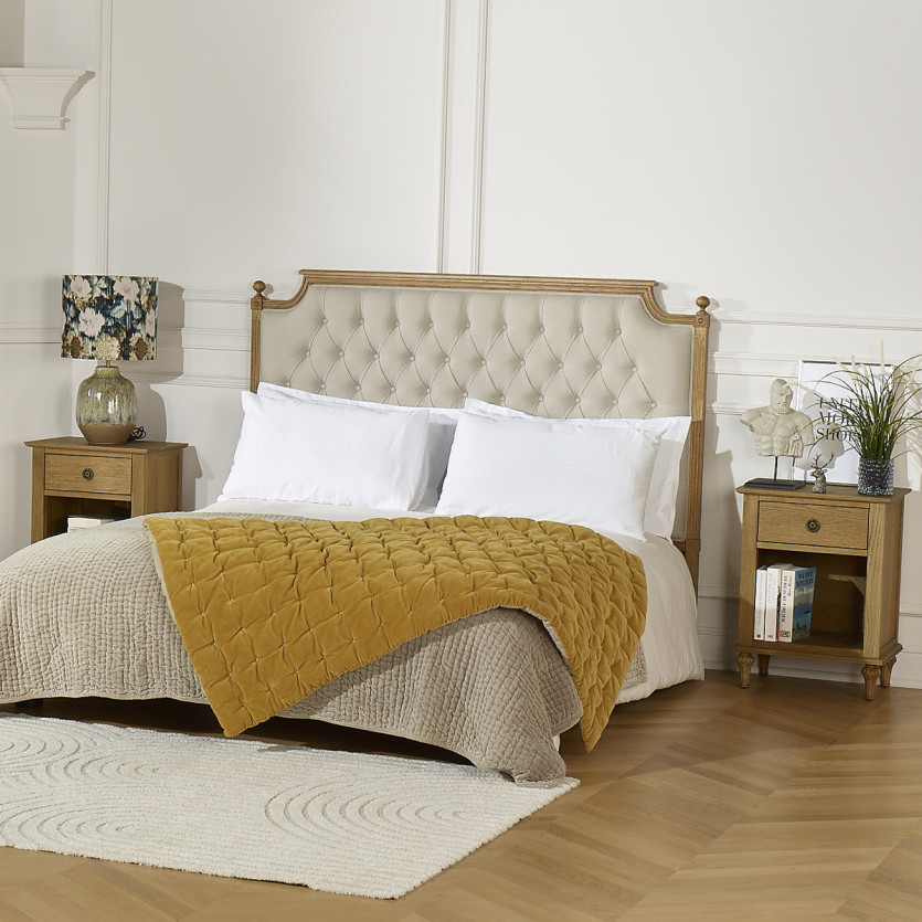 VENISE - Testiera, rovere, lino cotone, 160 cm, legno certificato FSC®