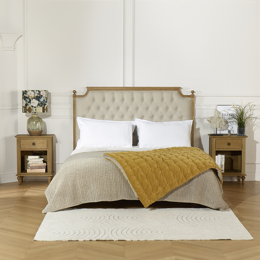 VENICE - Headboard, oak, cotton linen, 160 cm, FSC® certified wood