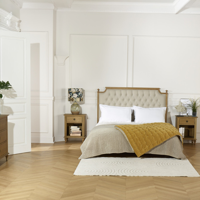 VENICE - Headboard, oak, cotton linen, 160 cm, FSC® certified wood