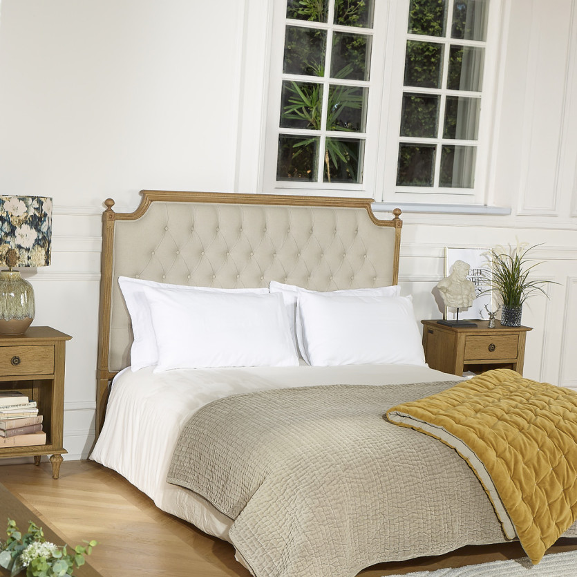 VENEDIG - Kopfteil, Eiche, Leinen-Baumwolle, 160 cm, FSC®-zertifiziertes Holz