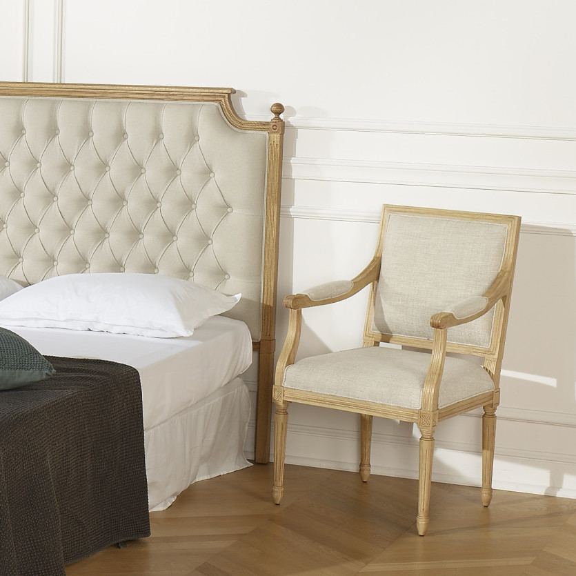 VENEDIG - Kopfteil, Eiche, Leinen-Baumwolle, 160 cm, FSC®-zertifiziertes Holz