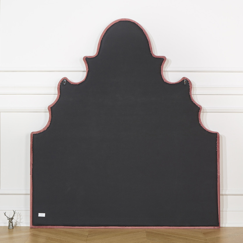 Tête de lit FOLIE - Style romantique en velours et pin massif, 140 x 200, bois certifié FSC®