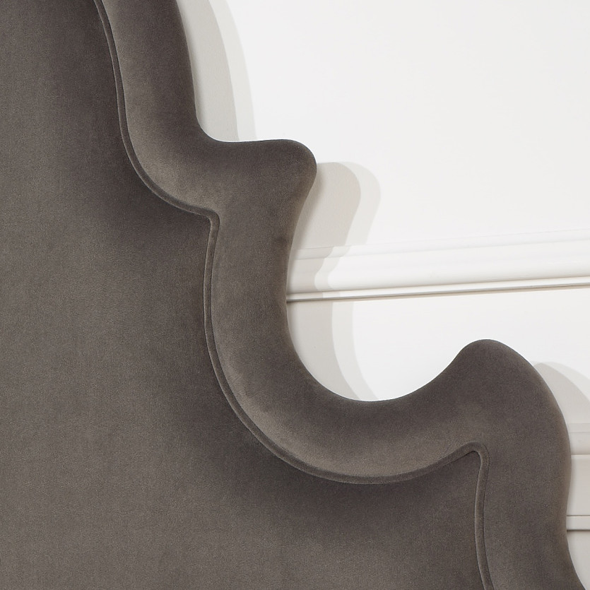 Tête de lit FOLIE - Style romantique en velours et pin massif, 140 x 200, bois certifié FSC®