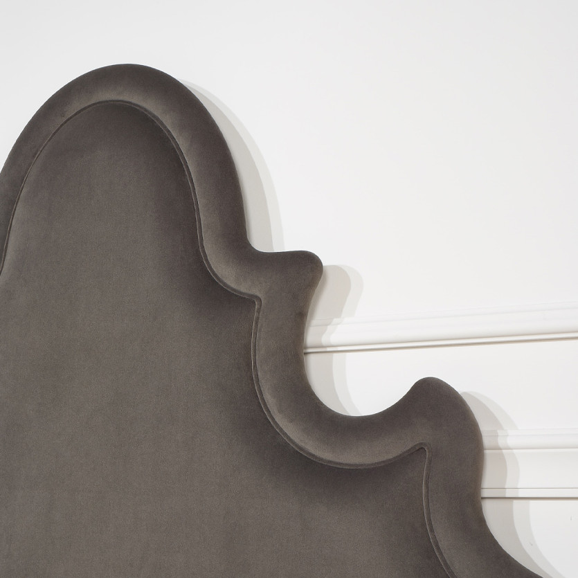 Tête de lit FOLIE - Style romantique en velours et pin massif, 140 x 200, bois certifié FSC®