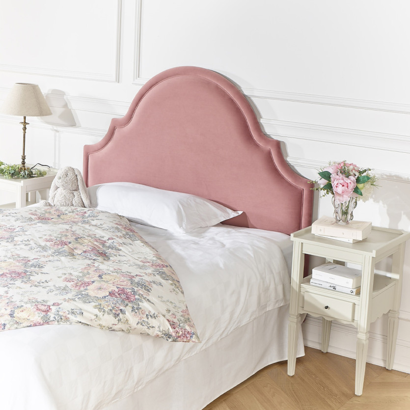 Tête de lit BASTIDE - Style classique en velours et pin massif, 140 x 200, bois certifié FSC®