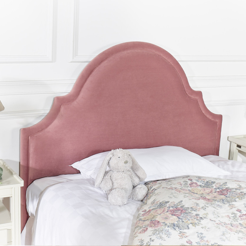 BASTIDE Headboard - Classic style in velvet and solid pine, 140 x 200, FSC® certified wood
