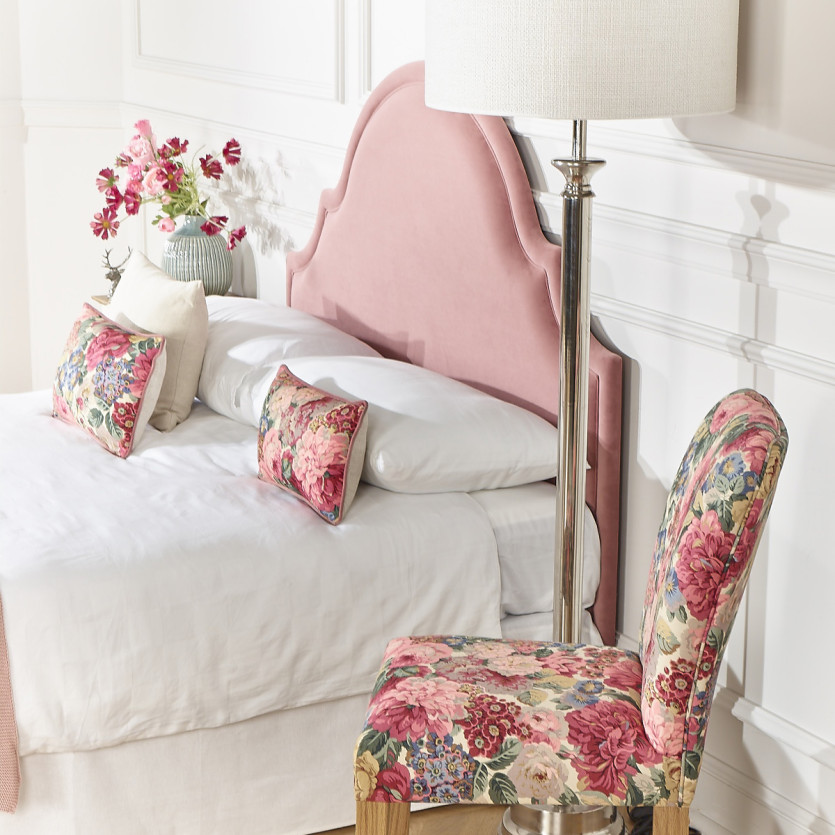 BASTIDE Headboard - Classic style in velvet and solid pine, 140 x 200, FSC® certified wood