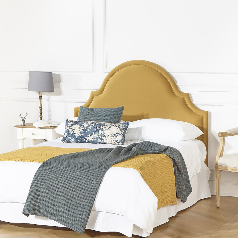 Tête de lit BASTIDE - Style classique en velours et pin massif, 140 x 200, bois certifié FSC®