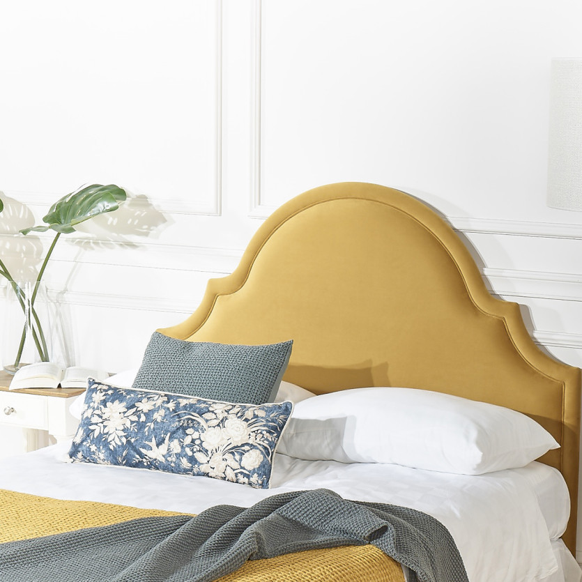 Tête de lit BASTIDE - Style classique en velours et pin massif, 140 x 200, bois certifié FSC®