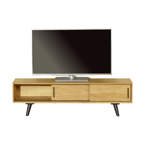 ALDWIN - Meuble TV style scandinave en chêne, 2 portes, 1 tiroir