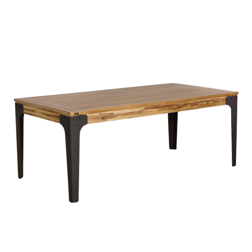 Mesa de comedor extensible BALTIMORE - Estilo moderno, madera y metal, 10/12 comensales