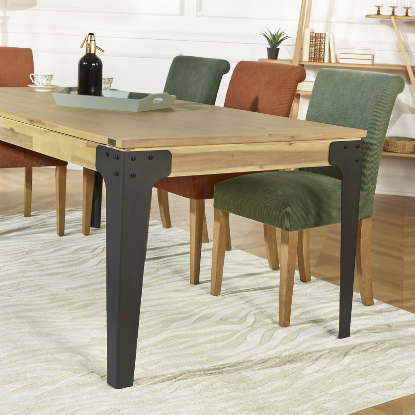 BALTIMORE extendable dining table - Modern style, wood and metal, 8/10 seats