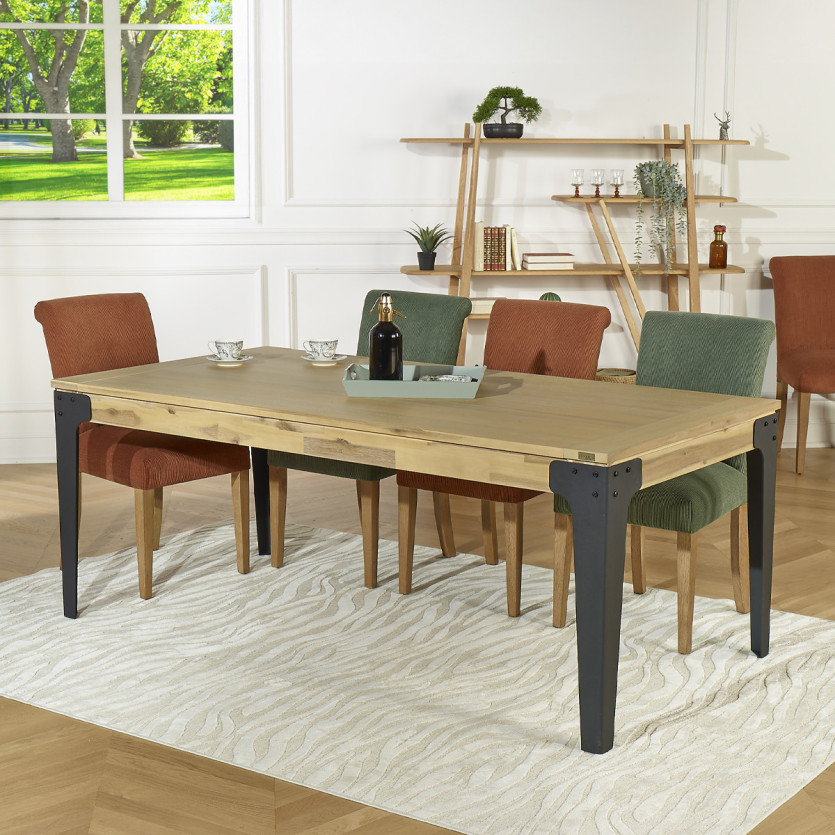 BALTIMORE extendable dining table - Modern style, wood and metal, 8/10 seats