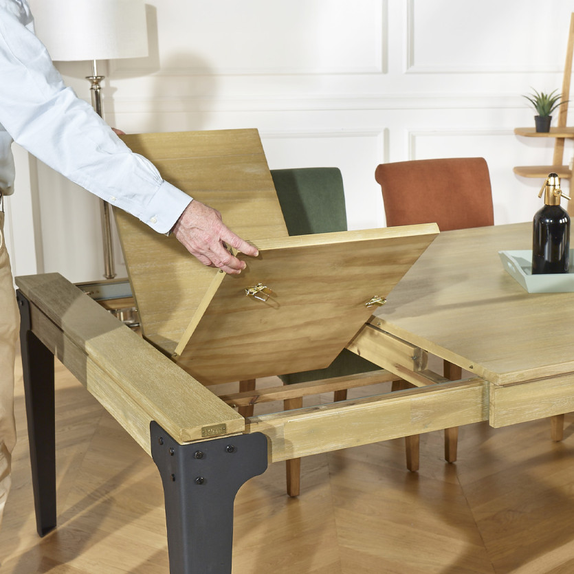 BALTIMORE - Ausziehbarer Esstisch im modernen Stil, Holz und Metall, 8/10 Gedecke