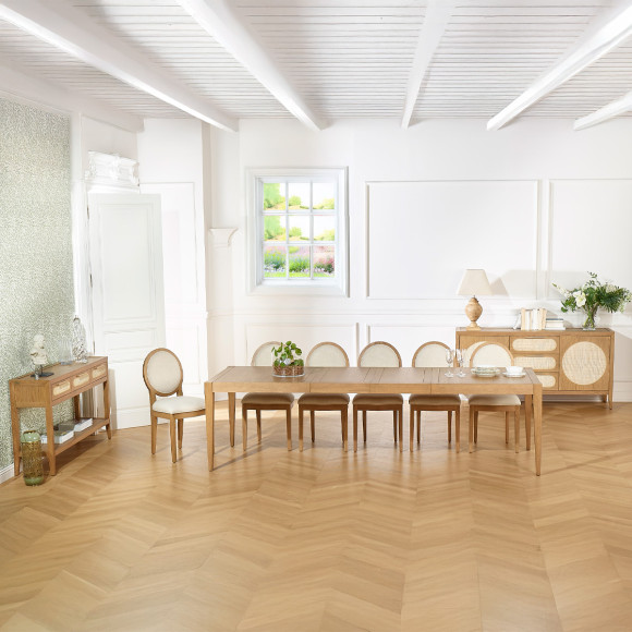 MONTANA 2R extendable dining table - Modern oak style, 12 seats, 280 x 90 cm