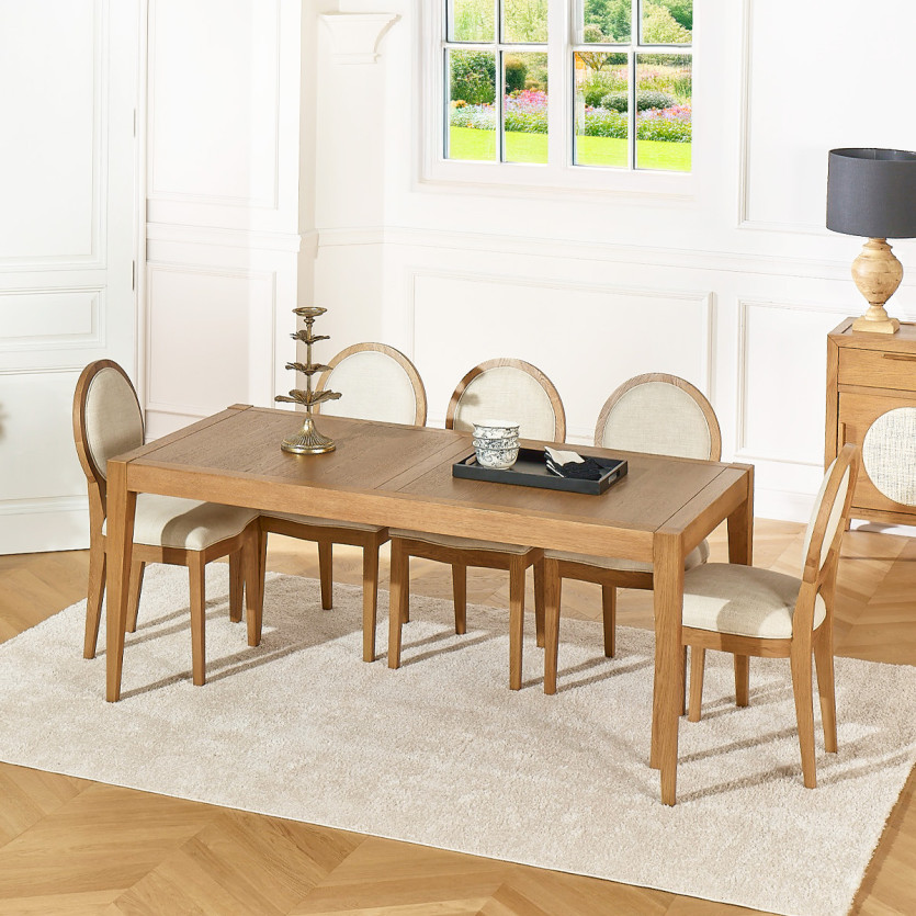 Mesa de comedor fija MONTANA M - Estilo moderno en roble, 8 comensales, 180 x 90 cm