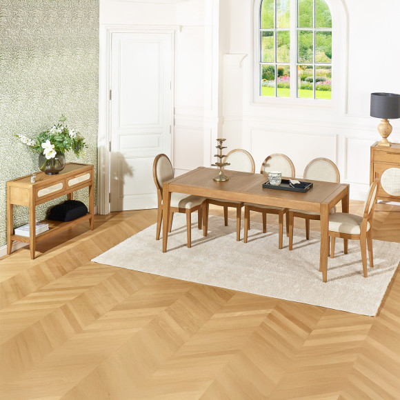 Mesa de comedor fija MONTANA M - Estilo moderno en roble, 8 comensales, 180 x 90 cm