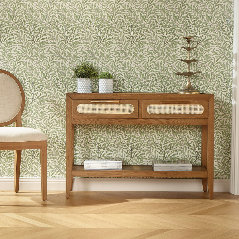 Consolle d'ingresso MONTANA - Stile contemporaneo, piano in rovere, 2 cassetti, 1 ripiano