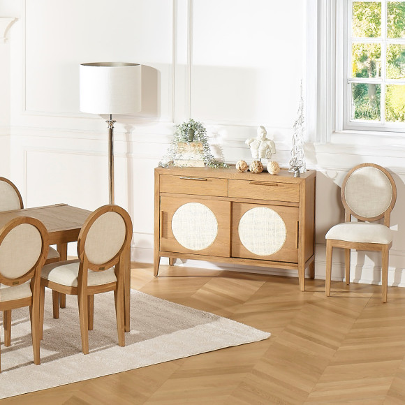 Piccolo buffet MONTANA - Stile contemporaneo in rovere, 2 ante, 2 cassetti