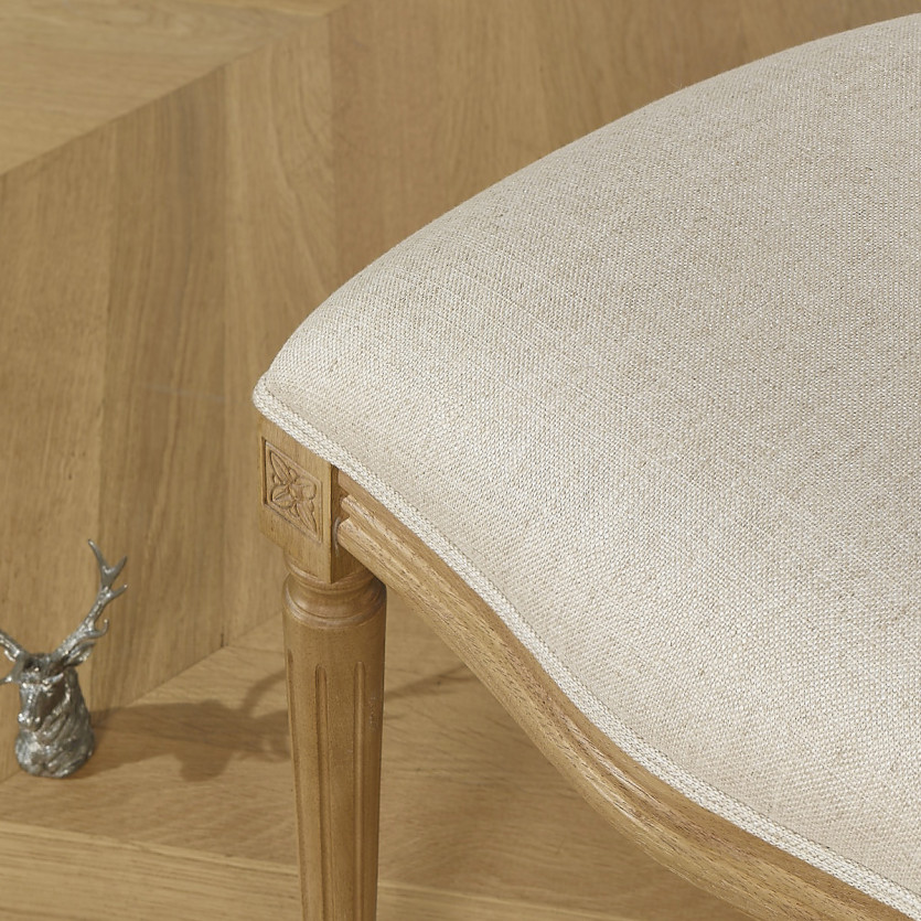 Set of two MEDAILLON FLANDER chairs - Shabby chic style in solid wood and linen effect fabric