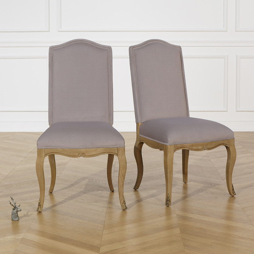 Set di 2 sedie CONSTANCE PAUL - Stile classico in velluto e legno massiccio cerato