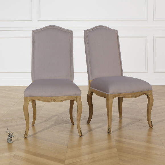 Set di 2 sedie CONSTANCE PAUL - Stile classico in velluto e legno massiccio cerato