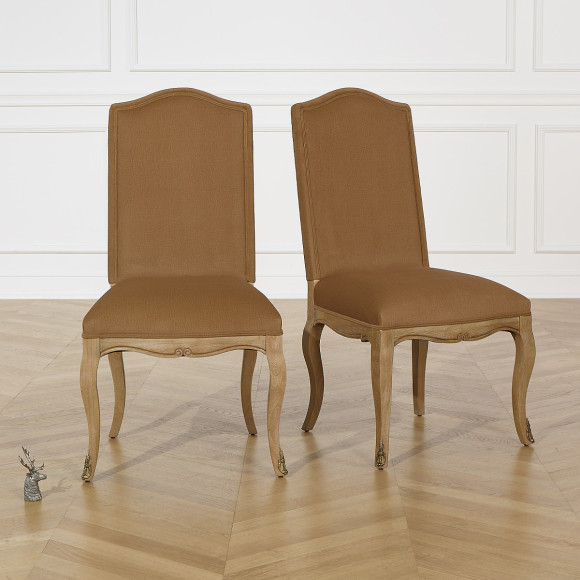 Set di 2 sedie CONSTANCE PAUL - Stile classico in velluto e legno massiccio cerato