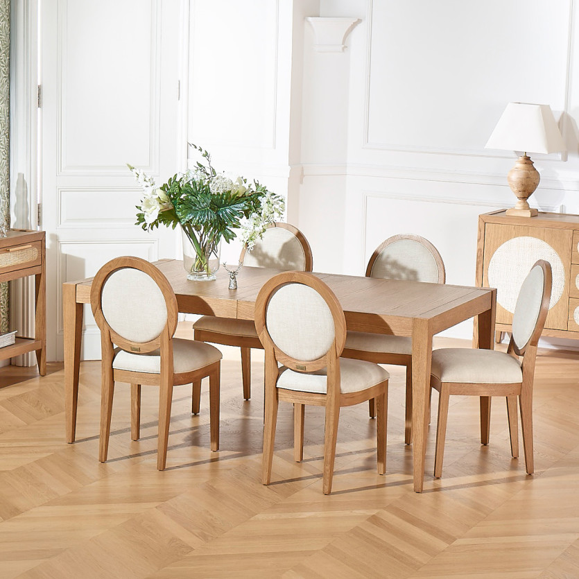 Mesa de comedor extensible MONTANA 2R - Estilo moderno en roble, 12 comensales, 280 x 90 cm