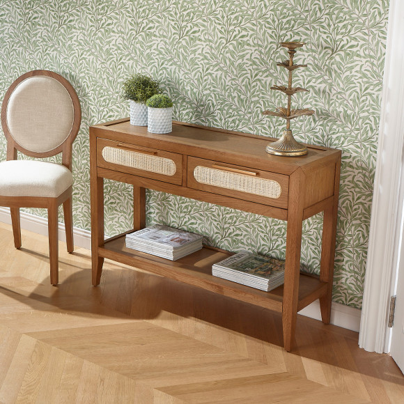 MONTANA Entry Console - Contemporary style, oak top, 2 drawers, 1 shelf