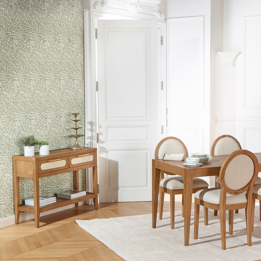 Consolle d'ingresso MONTANA - Stile contemporaneo, piano in rovere, 2 cassetti, 1 ripiano