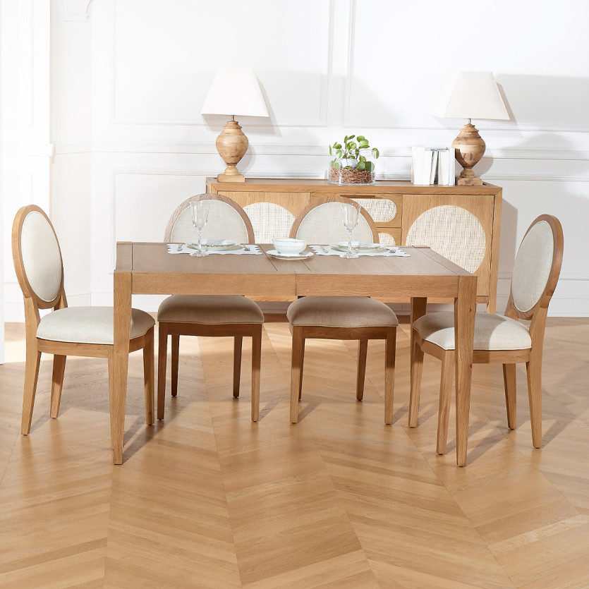 Mesa de comedor extensible MONTANA 2R - Estilo moderno en roble, 10 comensales, 140-220 x 90 cm