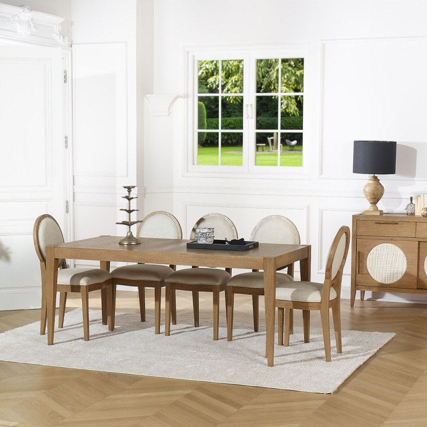 Mesa de comedor fija MONTANA M - Estilo moderno en roble, 8 comensales, 180 x 90 cm