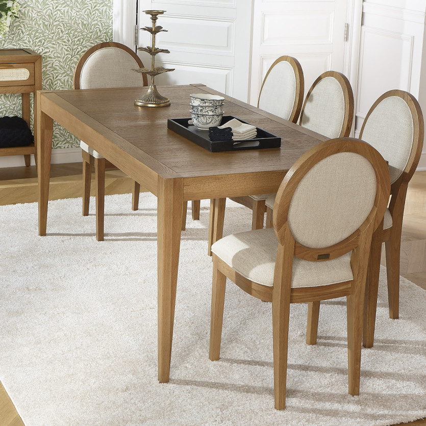 Mesa de comedor fija MONTANA M - Estilo moderno en roble, 8 comensales, 180 x 90 cm