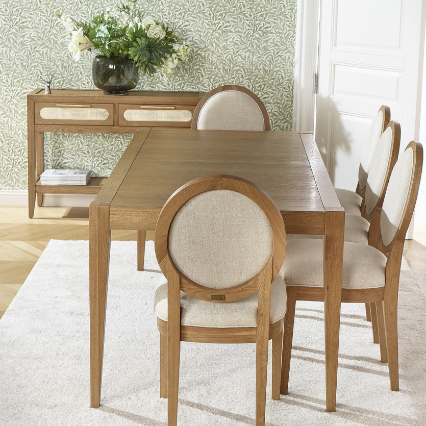 Mesa de comedor fija MONTANA M - Estilo moderno en roble, 8 comensales, 180 x 90 cm