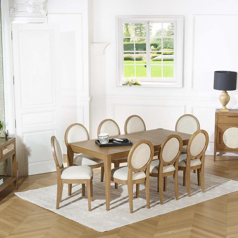 Mesa de comedor fija MONTANA M - Estilo moderno en roble, 8 comensales, 180 x 90 cm