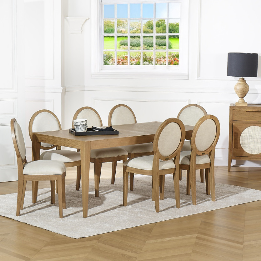 Mesa de comedor fija MONTANA M - Estilo moderno en roble, 8 comensales, 180 x 90 cm