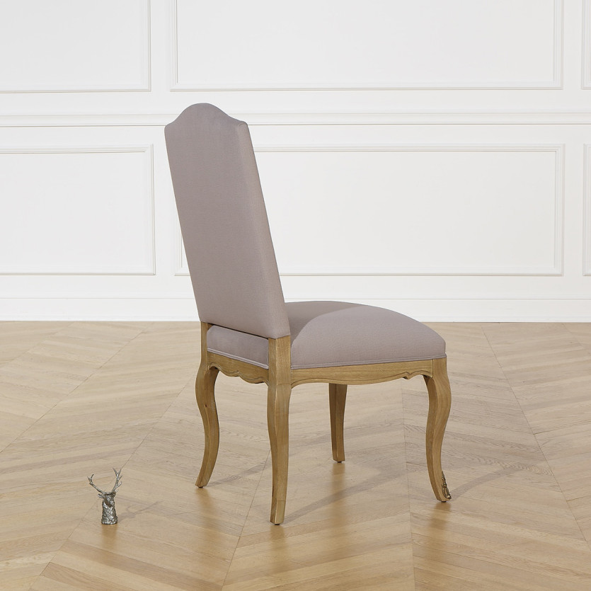 Lot de 2 chaises CONSTANCE PAUL - Style classique en velours et bois massif cerusé