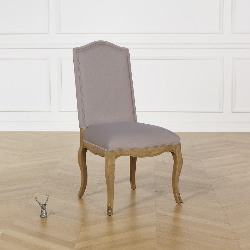 Set of 2 CONSTANCE PAUL chairs - Classic style in velvet and cerused solid wood